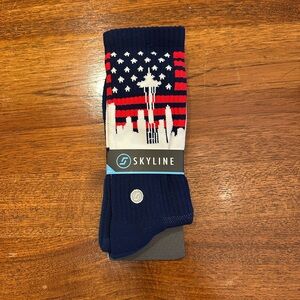 NEW Skyline Crew Socks, Seattle, Red/White/Blue, One Size Fits Most